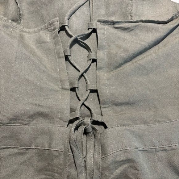 ABERCROMBRIE & FITCH Sz 4 Jumpsuit Linen Blend Wide Leg Cropped Zipper Lace Up - Picture 13 of 13